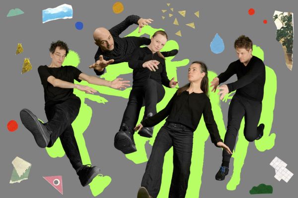Kollage mit mehreren Menschen und bunten Symbolen
