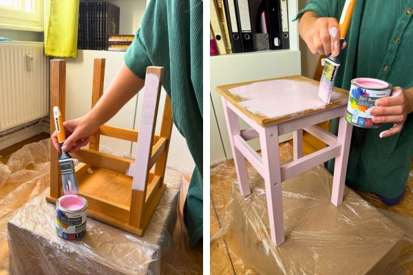 Hocker anmalen mit der passenden Farbe
