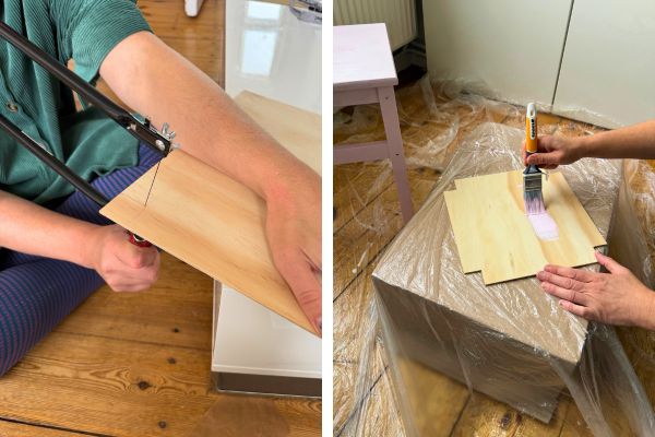 Hocker anmalen mit der passenden Farbe
